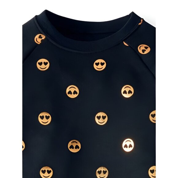 5/$20 NEW 6-6X Girls Copper Emoji Face Sweatshirt - Picture 2 of 3